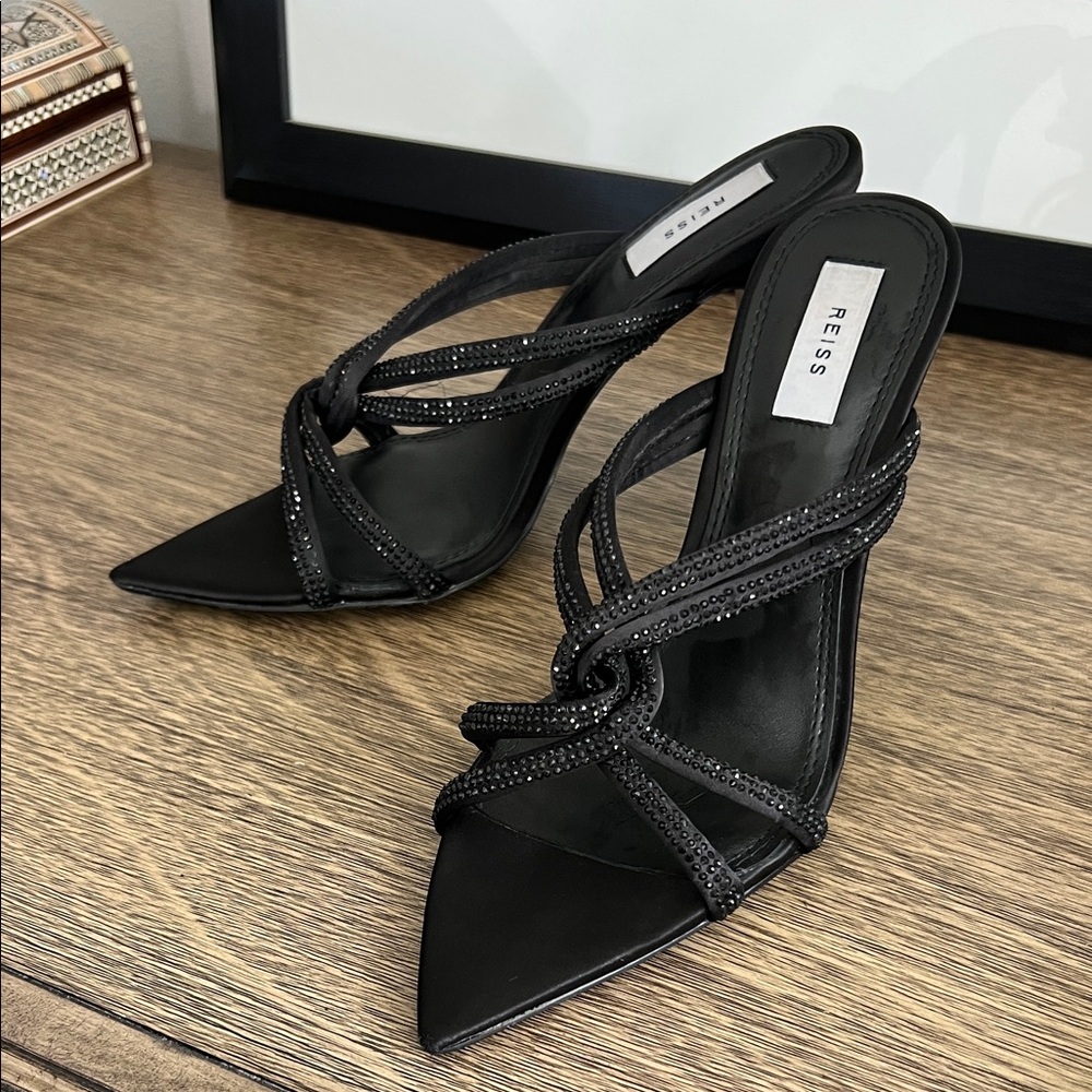 Reiss Black Strappy Heels